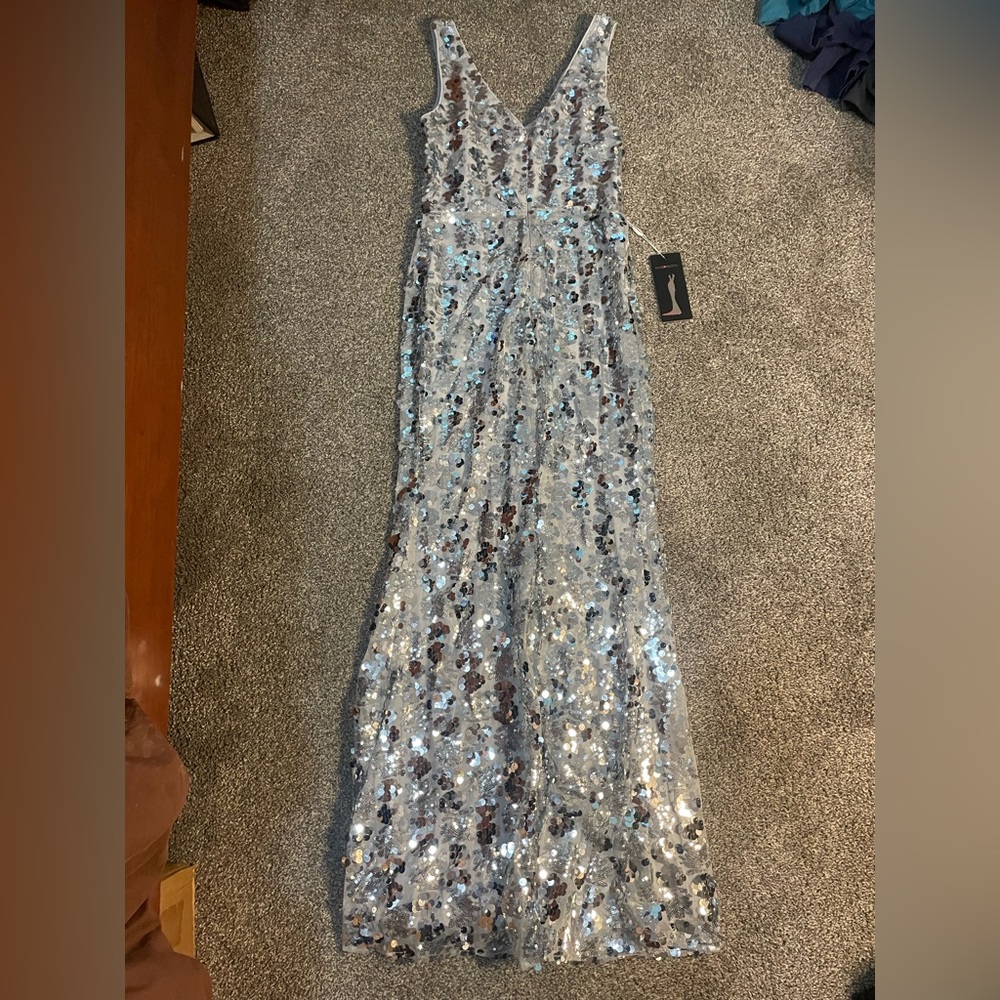 Ever Pretty Silver Sequin Prom Dress